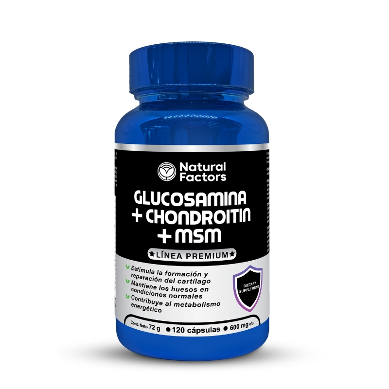 GLUCOSAMINA + CHONDROITIN + MSM (NF) CAPSULAS 600 g ENVASE X 120 U