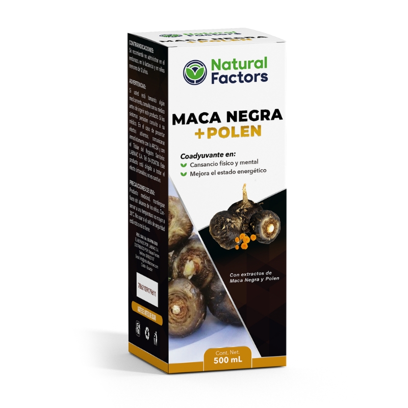 MACA NEGRA + POLEN NATURAL FACTORS JARABE (NF) FRASCO X 500 mL