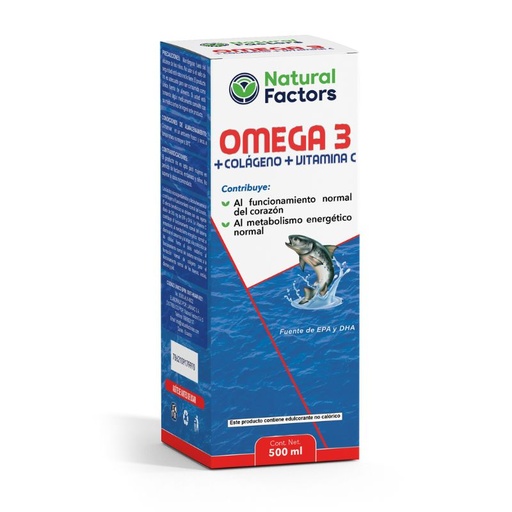 [PTL-A140] OMEGA 3 + COLAGENO + VITAMINA C (NF) JARABE FRASCO X 500 mL