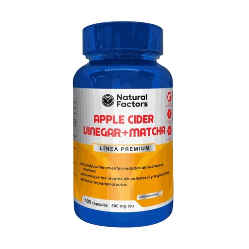 [PTL-N121] APPLE CIDER VINEGAR + MATCHA (NF) CAPSULAS 500 mg ENVASE X 100 U
