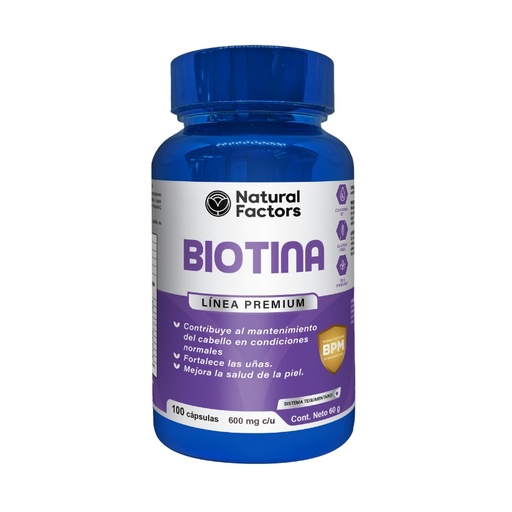 [PTL-A079] BIOTINA (NF) CAPSULAS 600 mg ENVASE X 100 U