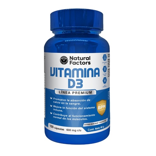 [PTL-A145] VITAMINA D3 (NF) CAPSULAS 600 mg ENVASE X 100 U