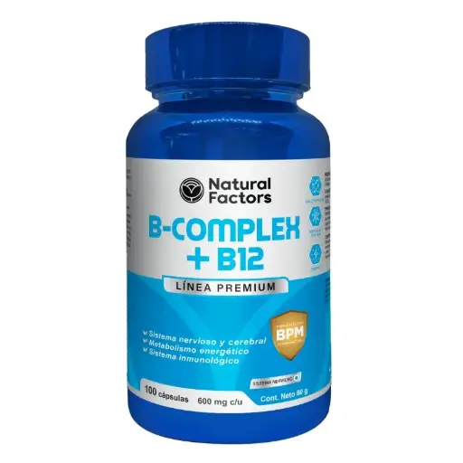 [PTL-A106] B-COMPLEX + B12 (NF) CAPSULAS 600 mg ENVASE X 100 U