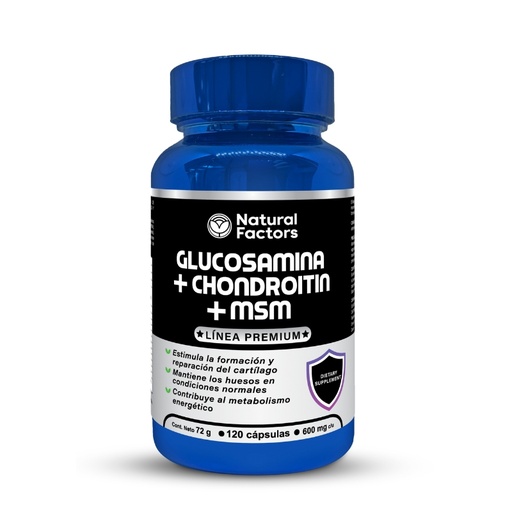 [PTL-A108] GLUCOSAMINA + CHONDROITIN + MSM (NF) CAPSULAS 600 g ENVASE X 120 U
