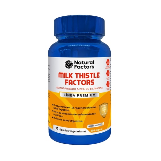 [PTL-N142] MILK THISTLE FACTORS (NF) CAPSULAS 550 mg ENVASE X 100
